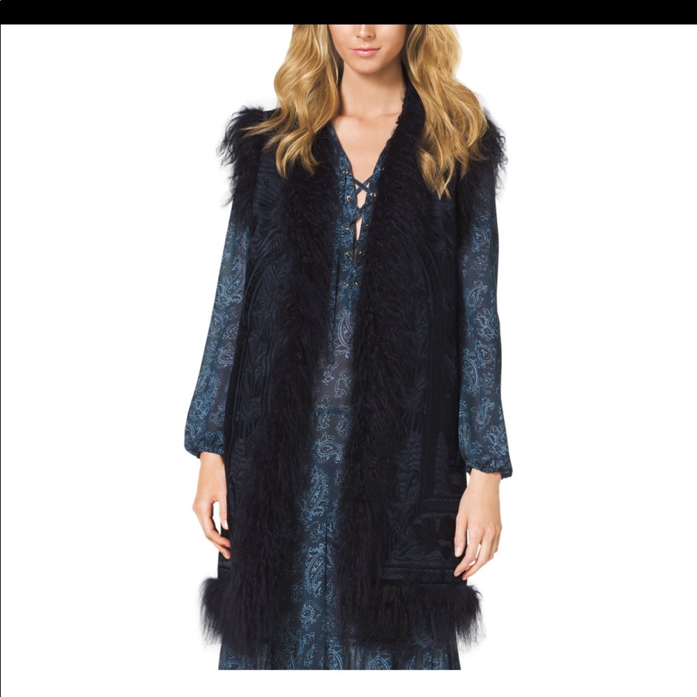 Michael Kors Mongolian Lamb embroidered Fur Vest